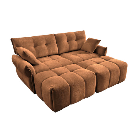 Elegant Sofa Set With Ottoman And Pillows, Textured Chenille, High Resilience Cushions