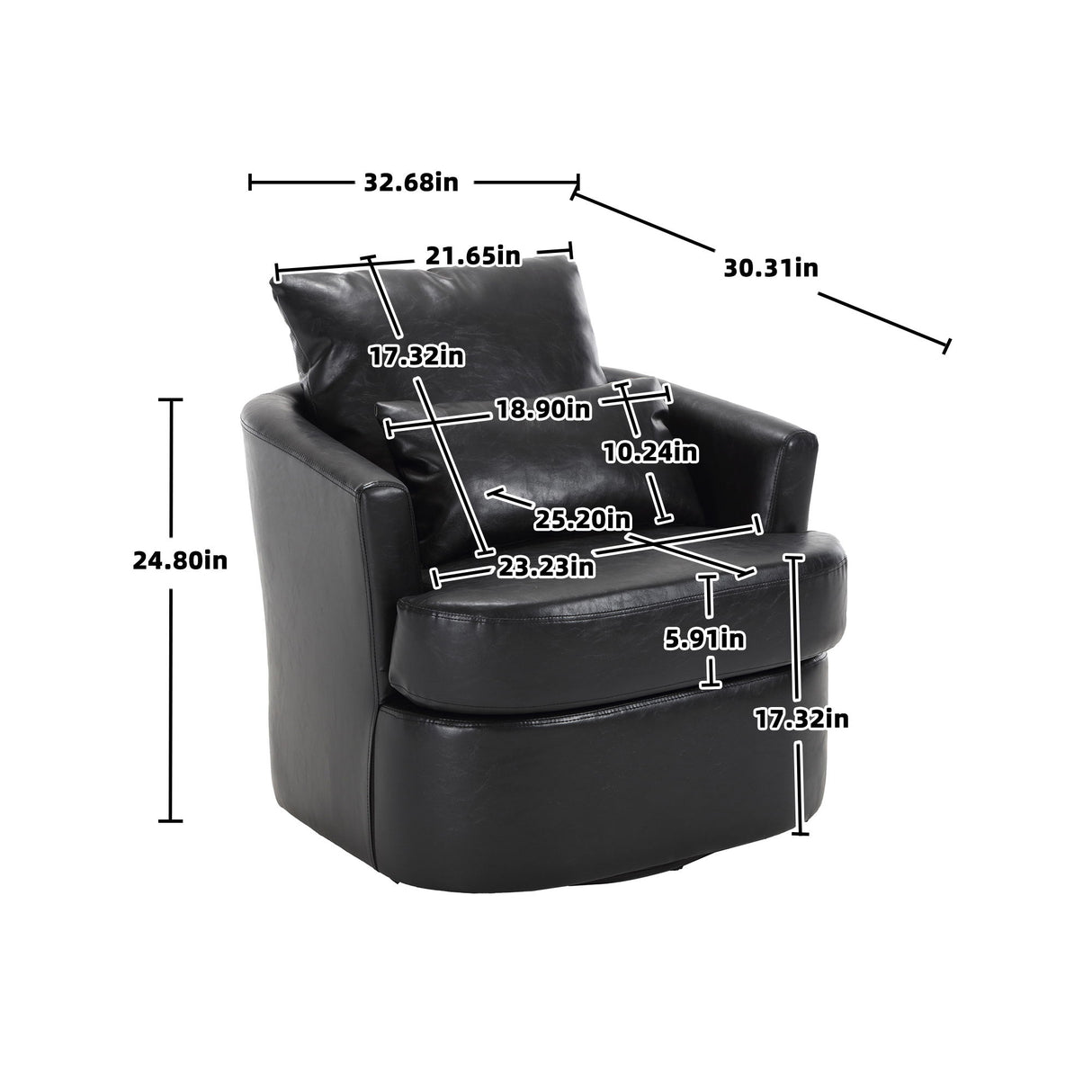Modern Barrel Comfy Round Accent Sofa Chair, 360 Degree Swivel
