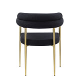 Dining Chairs (Set of 2), Mid-Century Modern Dining Chairs, Kitchen Dining Room Chairs, Round Boucle Backrest Sherpa Dining Chair With Brushed Bronze Metal Legs
