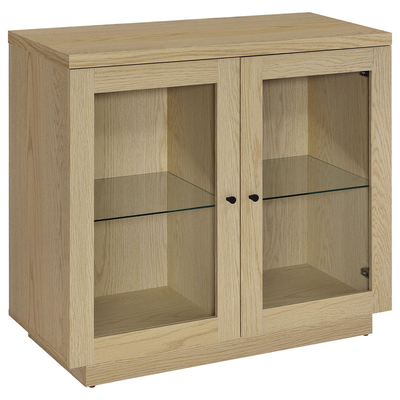 Metro - 2 Door Display Cabinet With Adjustable Shelves - Light Oak