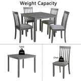 5 Piece Modern Dining Set, Square Wooden Dining Table With 4 Upholstered Chairs For Kitchen, Dining Room - Gray