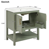 Elegant Bathroom Vanity With Ceramic Sink And Versatile Storage