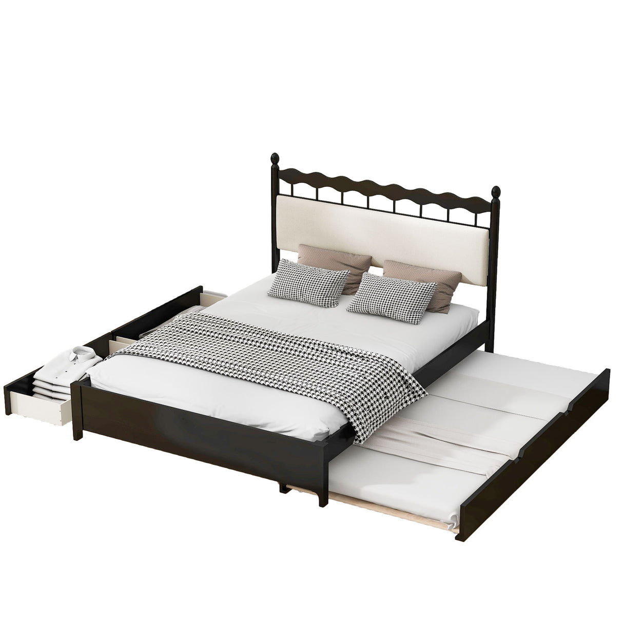 Storage Platform Bed With 2 Big Drawers & Trundle