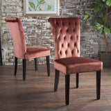Elegant Velvet Tufted Dining Chair - Blush
