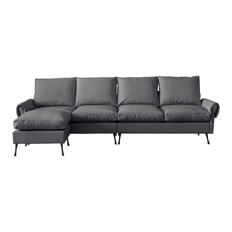 Modern Sectional Technical L-Shaped Sofa Couch With Convertible Ottoman