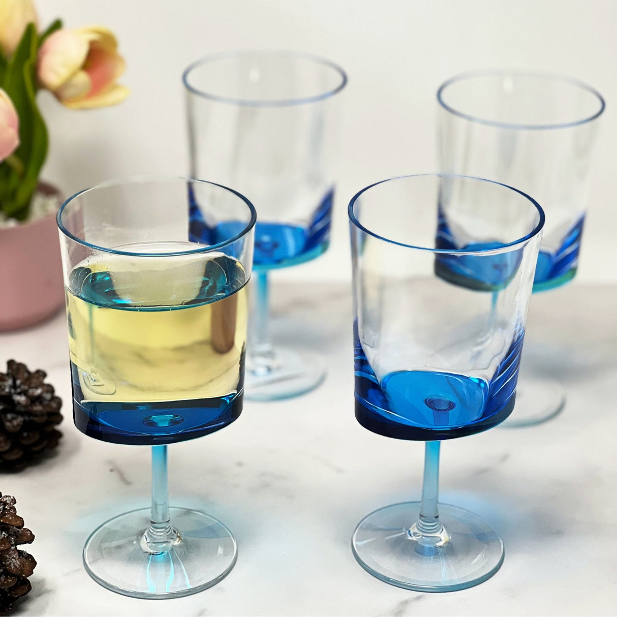 Leadingware Oval Halo Plastic Wine Glasses (Set of 4)