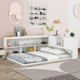 Floor Bed With L-Shaped Bookcases, Sliding Doors, Without Slats