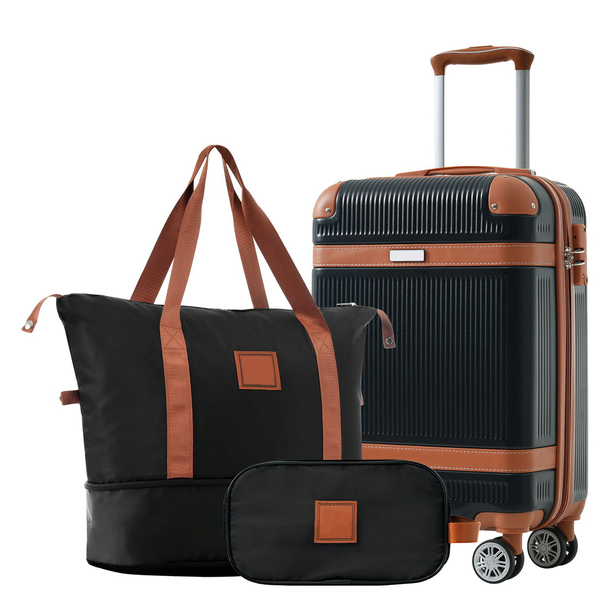 Hardshell Luggage Sets 3 Piece Carry On Suitcase Double Spinner Wheels With Tsa Lock