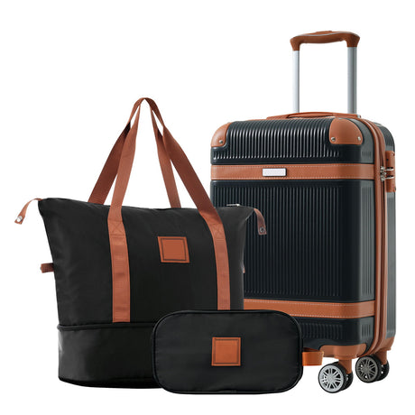 Hardshell Luggage Sets 3 Piece Carry On Suitcase Double Spinner Wheels With Tsa Lock