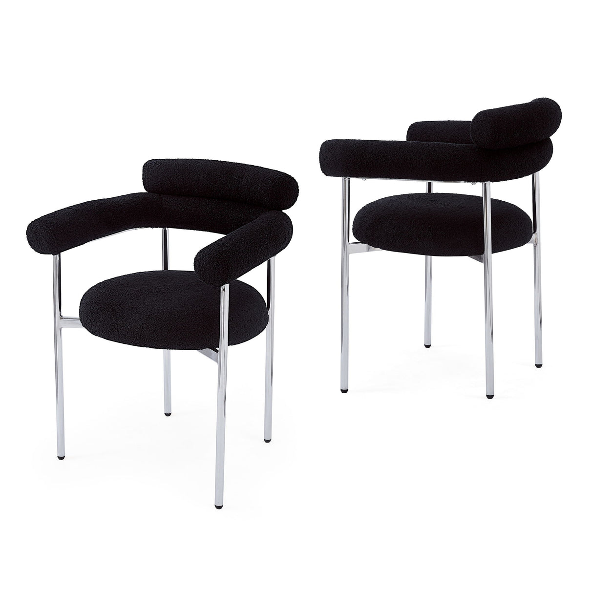 Contemporary Upholstered Armchair Dining Chairs With Metal Legs (Set of 2)