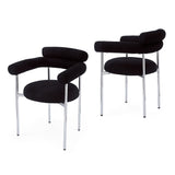 Contemporary Upholstered Armchair Dining Chairs With Metal Legs (Set of 2)