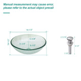 Crackle Vessel Sink, Round Bowl With Pop Up Drain - Clear