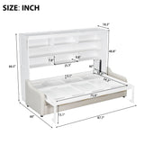 Murphy Cabinet Bed With Folding Sofa, Built In Storage Shelves And LED Light