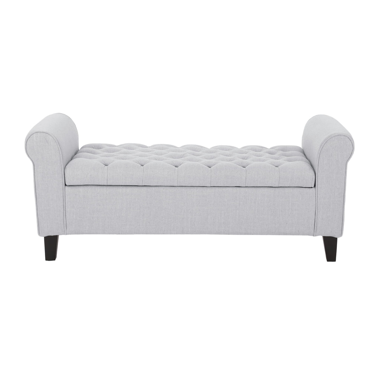 Hayes - Contemporary Armed Storage Bench With Button Tufting And Rolled Arms