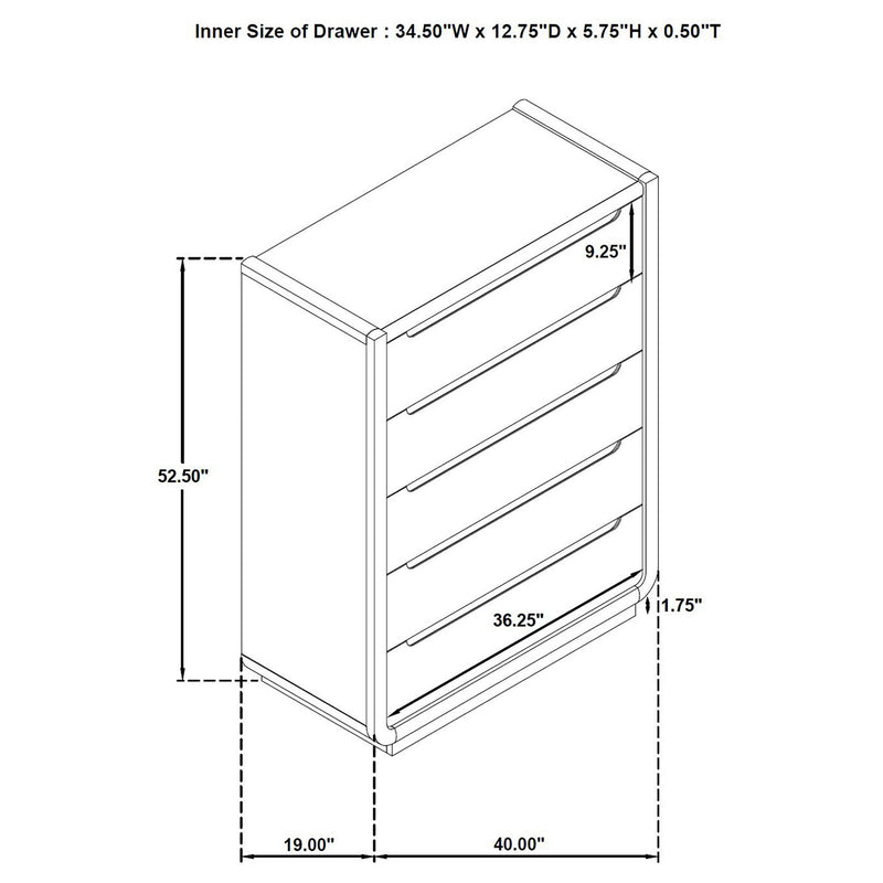 Bangor - 5 Drawer Bedroom Chest - Black
