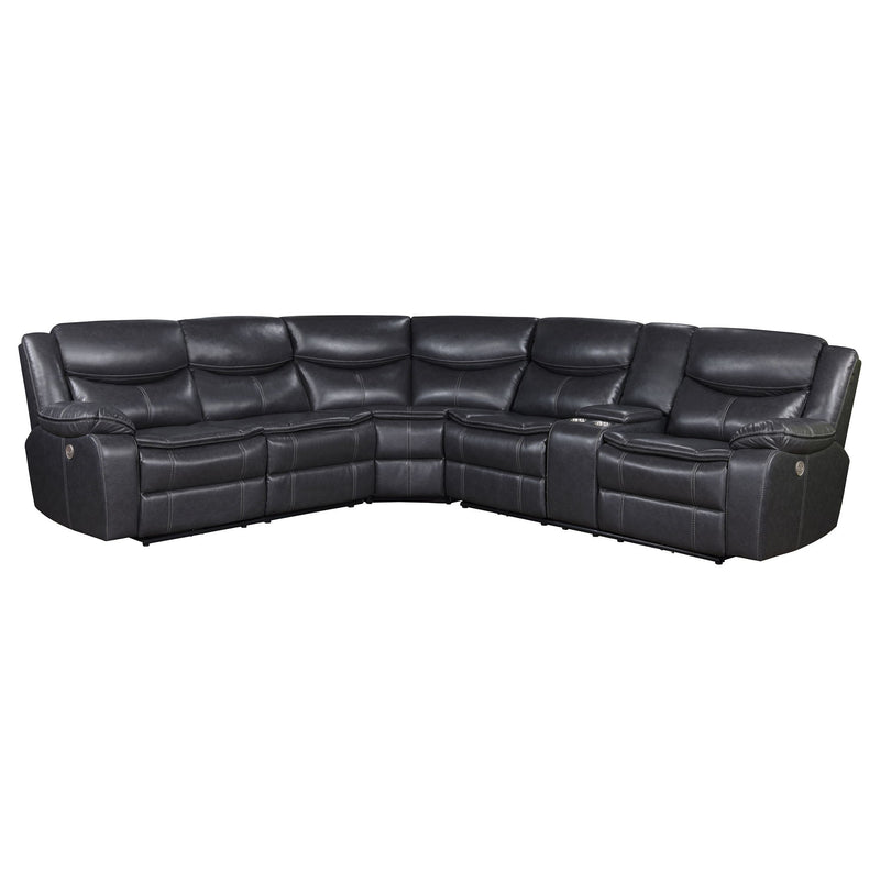Salerno - Upholstered Power Reclining Sectional Sofa - Dark Gray