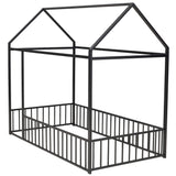 Metal Bed House Bed Frame With Fence