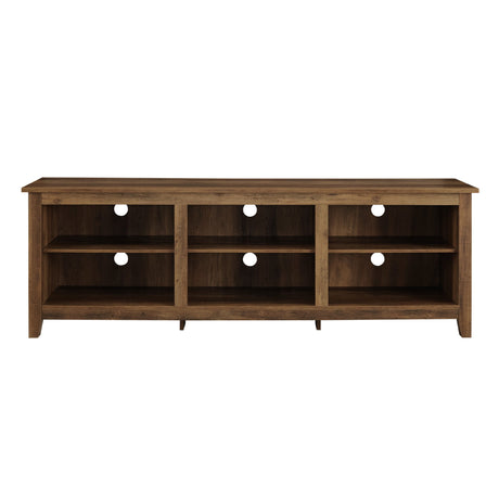 Modern 3 Shelf Open Storage 70" TV Stand For 80" TVs - Rustic Oak