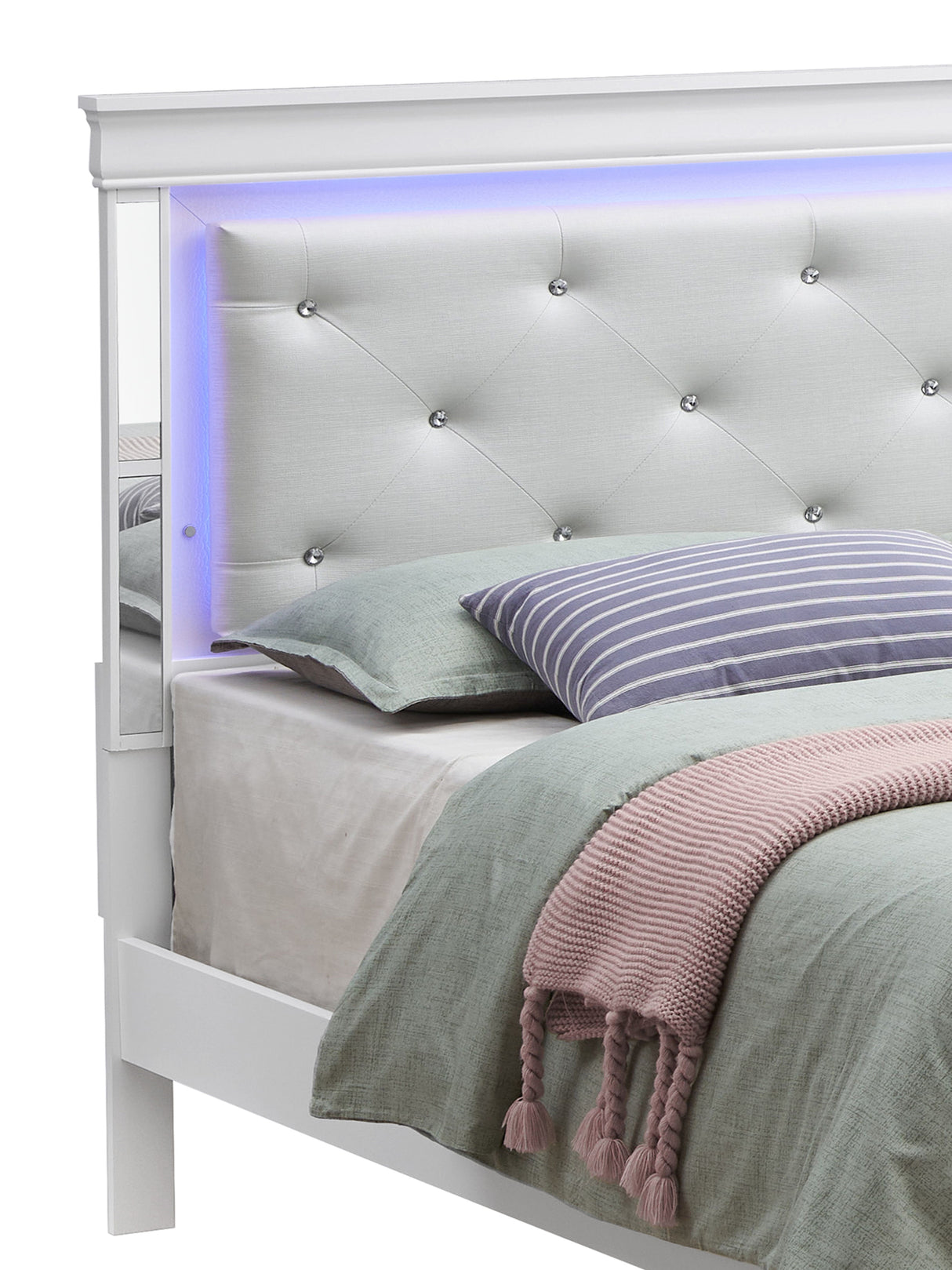 Bed With LED Light Accents Headboard