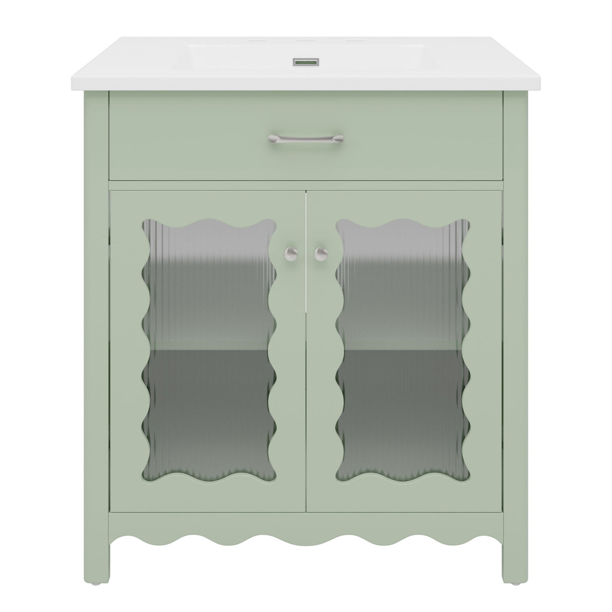 Modern Bathroom Vanity With Tempered Glass Doors