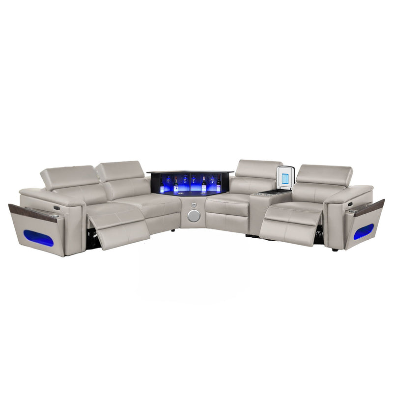 Nova - Sectional With Bluetooth Speaker, LED And Lifting Wine Cabinet