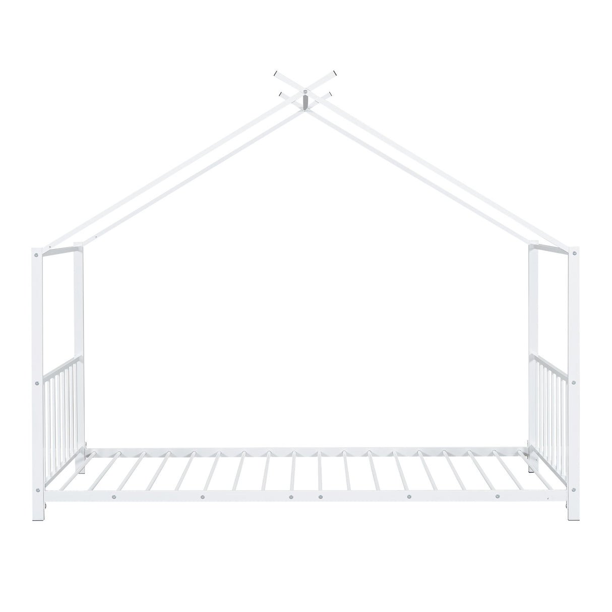 Twin Size Metal House Platform Bed - White