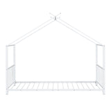 Twin Size Metal House Platform Bed - White