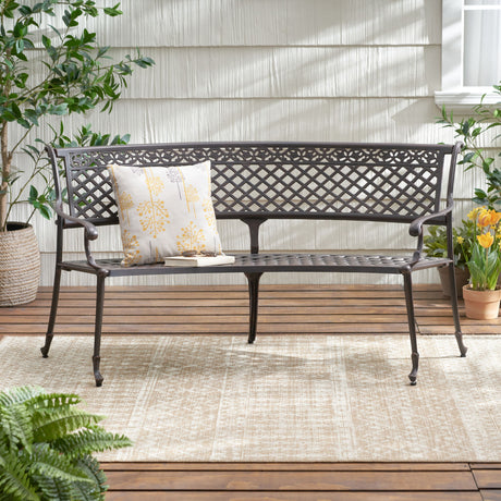 Sector - Bench With Curved Design And Diamond Cross Seat - Copper