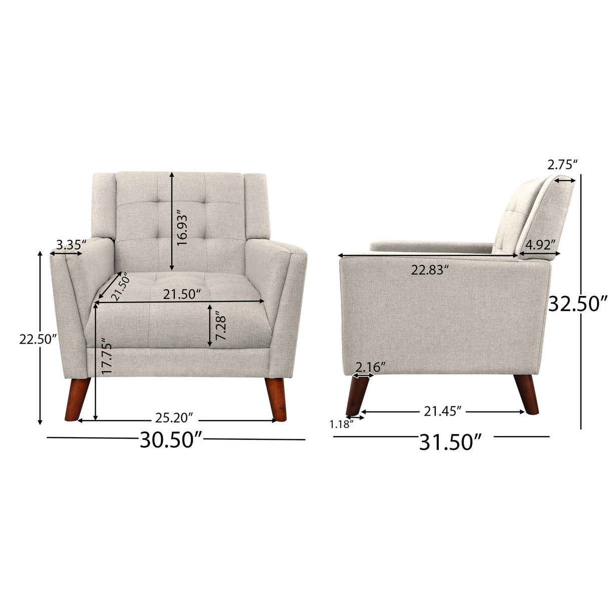 Luminaesque - Fabric Upholstered Armchair With Tufted Back