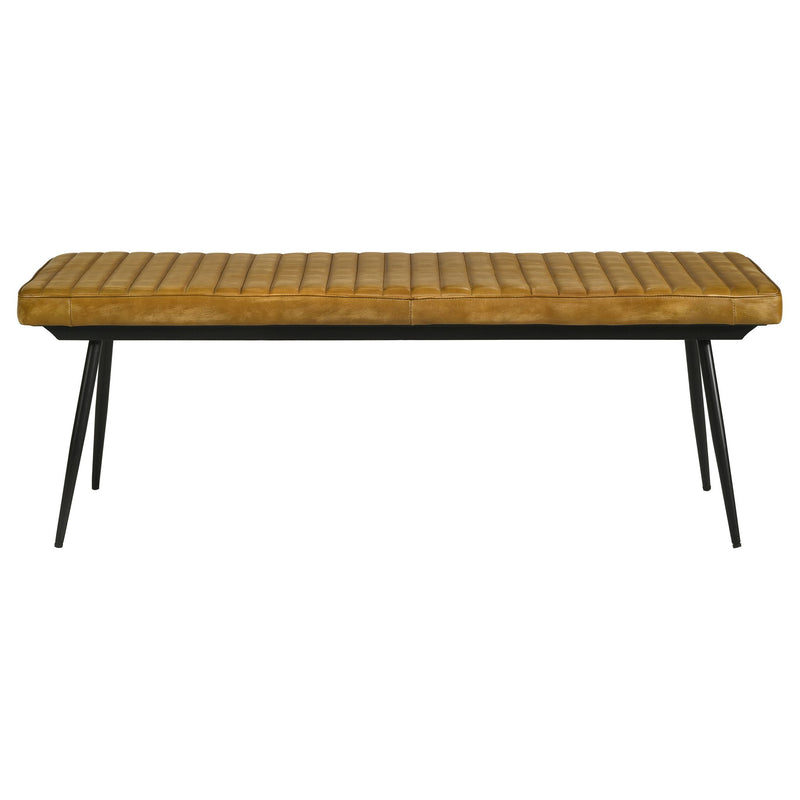 Tufted Cushion Side Bench With Tapered Legs - Brown