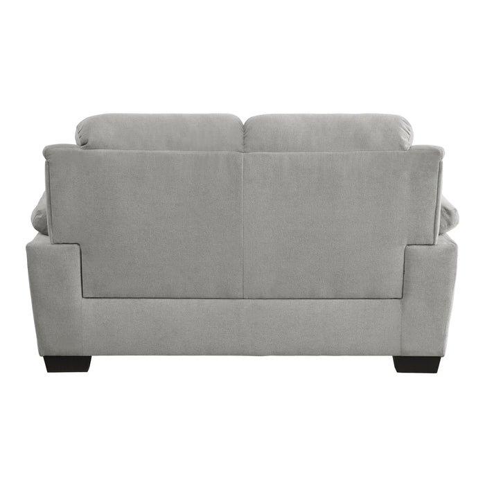 Modern Living Room 3pc Sofa Set Plush Comfortable Sofa Loveseat Chair Gray Textured Fabric Channel Tufting Solid Wood Frame Furniture