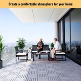 Interlocking Deck Tiles Striped Pattern, Waterproof Anti Mildew Brown