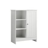 Classic Freestanding Bathroom And Kitchen Storage Cabinet With Adjustable Shelves - White