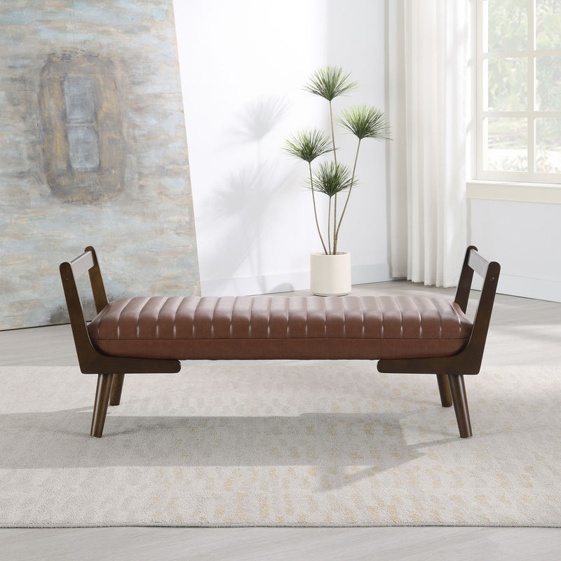 Mid-Century Bench With Wood Legs