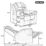 3 Pieces Recliner Sofa Sets Home Theater Seating Manual Recliner Chair With Center Console And LED Light Strip For Living Room