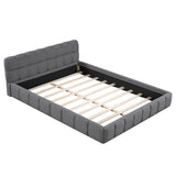 Upholstered Platform Bed With Thick, Grounded Bed With Solid Frame
