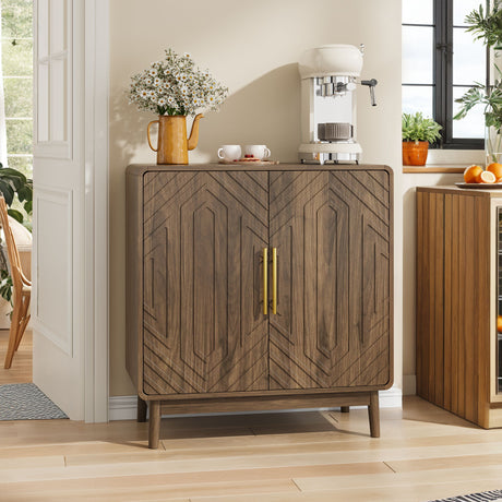 Sideboard Buffet Cabinet With Carved Doors And Adjustable Layer Board
