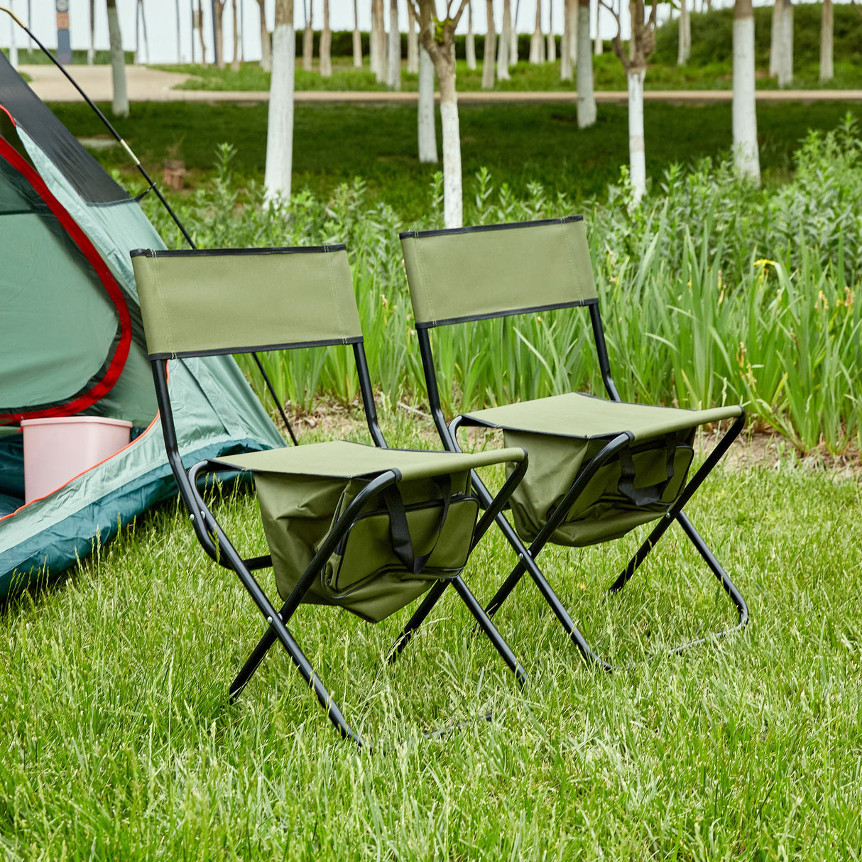 Folding Outdoor Chairs With Storage Bag, Portable Chair For Indoor, Outdoor Camping, Picnics And Fishing