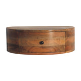 Large Wall Mounted Rounded Bedside Table - Beige