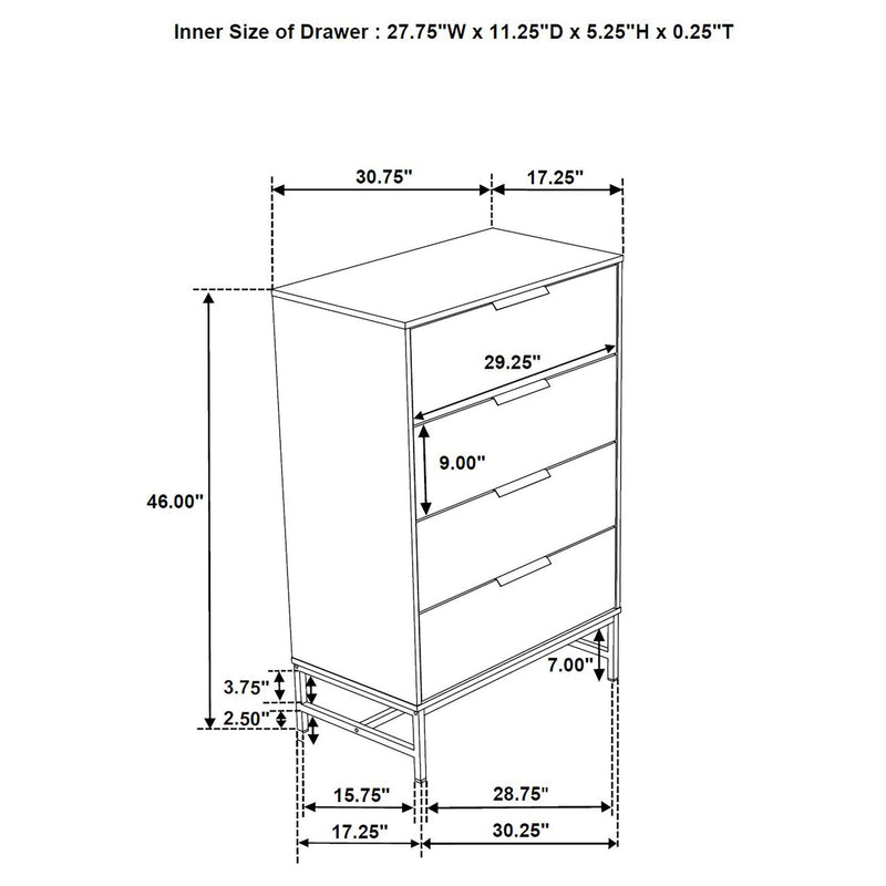 Taraval - 4 Drawer Chest - White