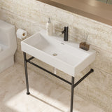 Ceramic Console Bathroom Sink With Overflow