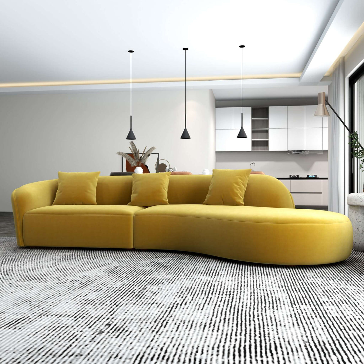 Elijah - Japandi Style Curvy Sectional Sofa