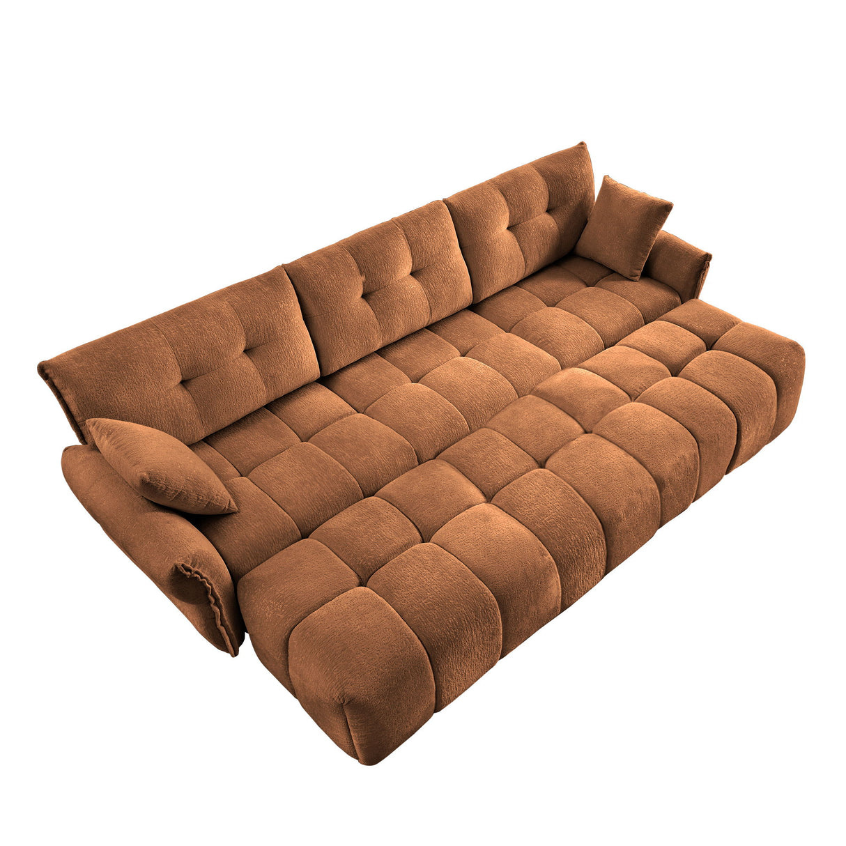 Elegant Sofa Set With Ottoman And Pillows, Textured Chenille, High Resilience Cushions