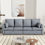 4 Seat Chenile Sectional Sofa Set With 2 Pilows, Freely Combinable