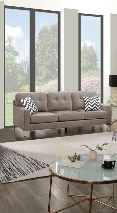 Eye-Catching Attractive 2pc Sofa Set Light Brown Velvet Fabric Sofa Loveseat w Pillows Couch Firm Tufted Cushions Living Room