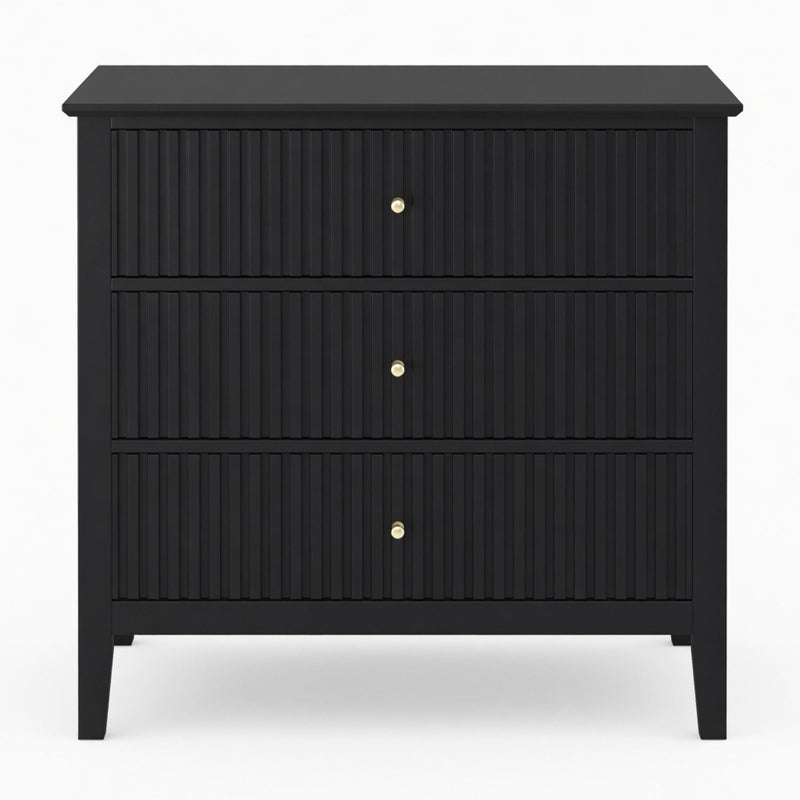 Fluted 3 Drawer Nightstand With Soft Close Slides