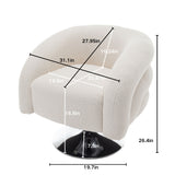 Modern Style Single Swivel Sofa Chair, Teddy Upholstered Single Sofa With Round And Fluffy Reading Chair, Suitable For Living Room