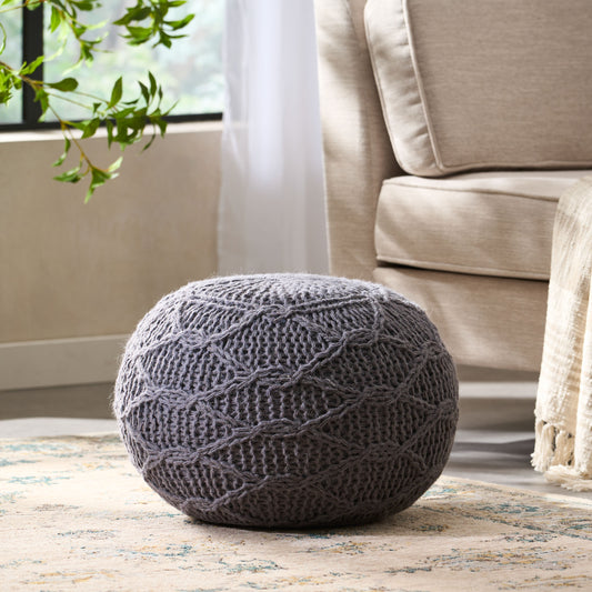 MALIBU KNITTED WOOL 20 X 20 ROUND POUF