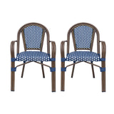 Bistro Chair With 2 Toned Checkered Pattern, (Set of 2) - White / Navy
