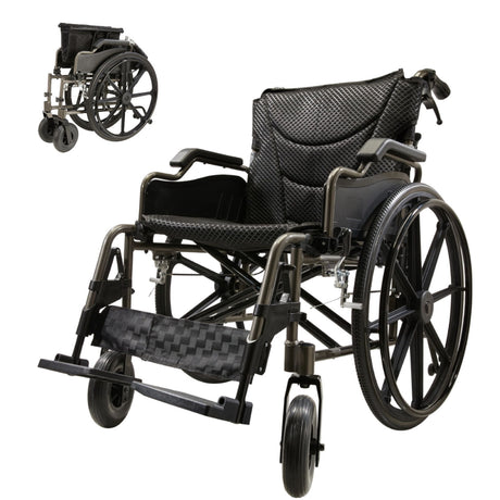 Lightweight Foldable Transport Wheelchair For Adults With Double X Force Support